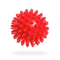 DrFit Miękka piłka do masażu rehabilitacyjnego z wypustkami sensorycznymi  ø 6 cm czerwona